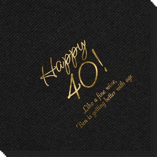 Elegant Happy 40th Linen Like Napkins
